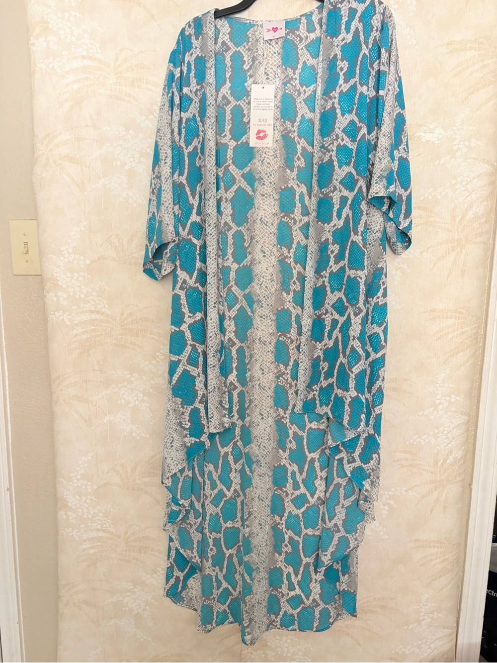 Buddy Love Turquoise and Gray Snake Print Kimono